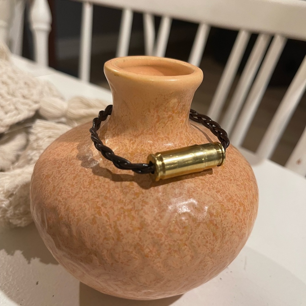 Handmade genuine leather braided bullet bracelet